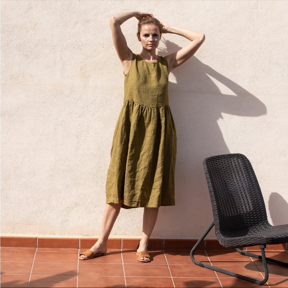 notPERFECTLINEN Black Midi Sundress
